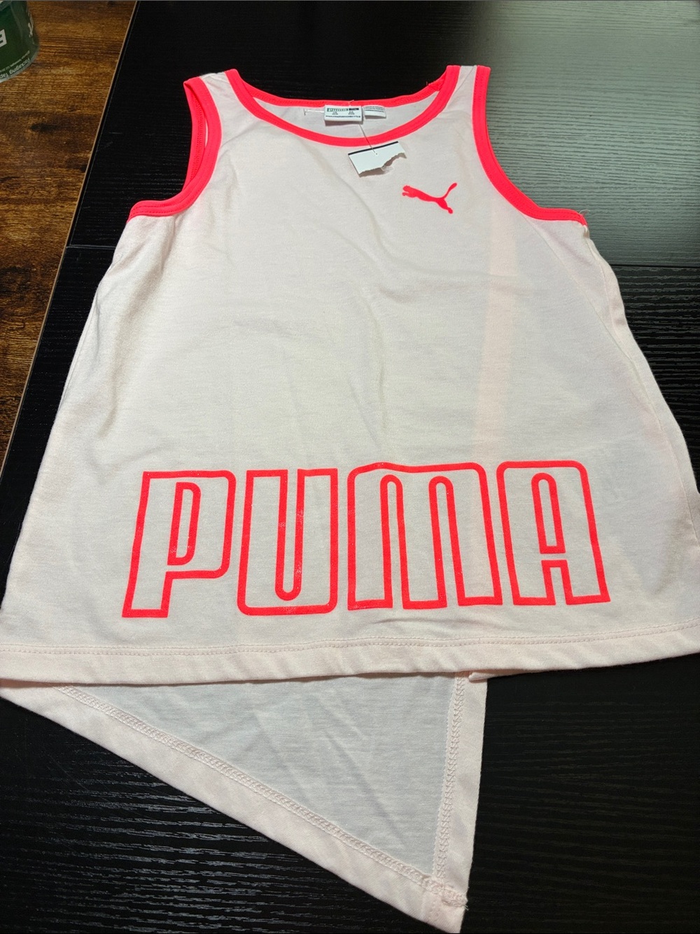 Puma Light Pink Tank Top with Neon Coral Trim